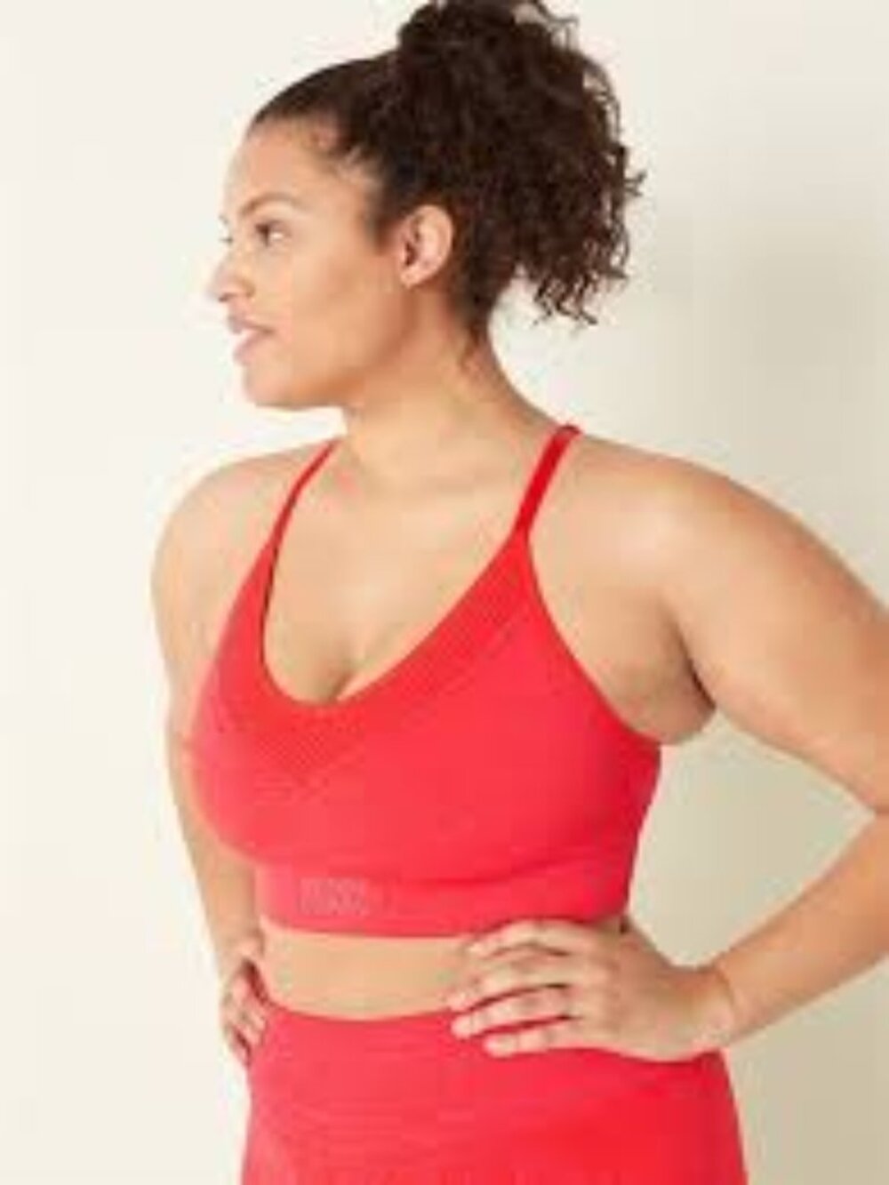 PINK Victoria's Secret Red Coral Racer‎ Back Sports Bra Padded Light Support